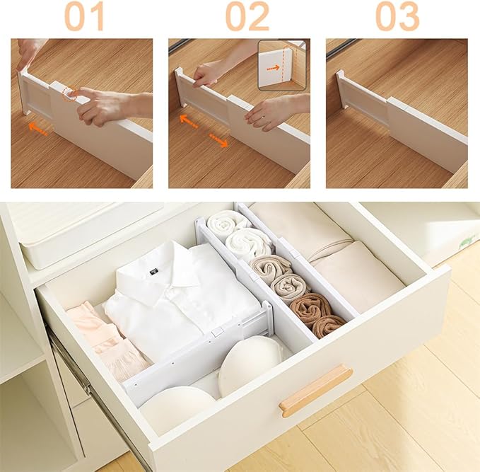 Drawer Dividers Dresser Drawer Organizer 3 Pack Adjustable Kitchen Drawers - Image 7