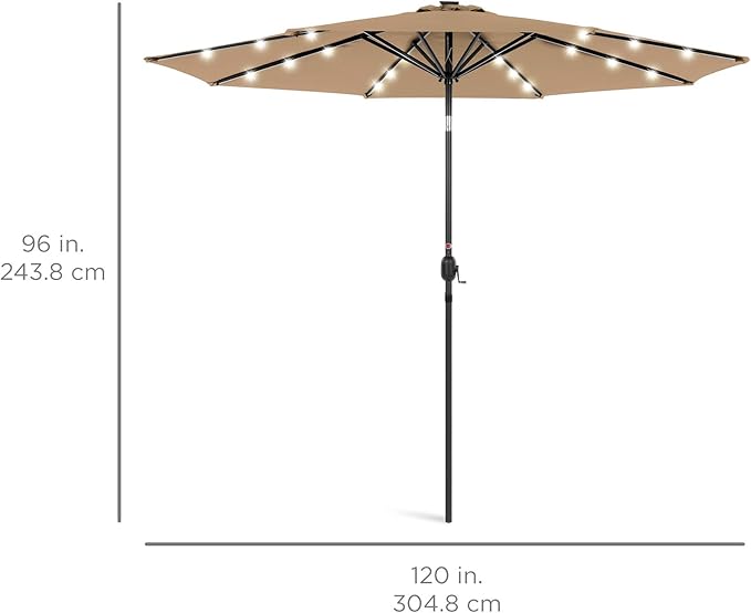 Best Choice Products 10ft Solar Polyester LED Lighted Patio Umbrella w/Tilt Adjustment and UV-Resistant Fabric - Image 7