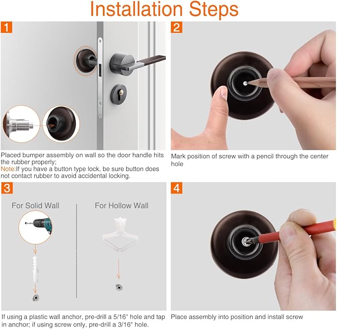 2 Pack Concave Wall Door Bumper Stop Oil Rubbed Bronze – 2-1/2” Outside - Image 5