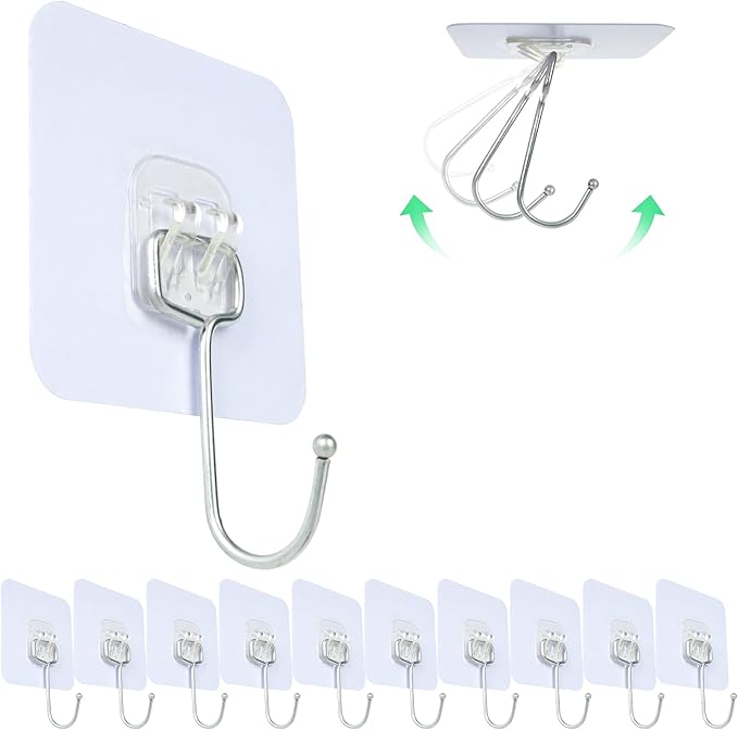 Aynoo Large Adhesive Hooks, Adhesive Towel Coat Hooks - Image 2