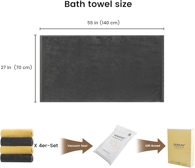 SEMAXE 4-Pack Luxury Bath Towels - Image 2