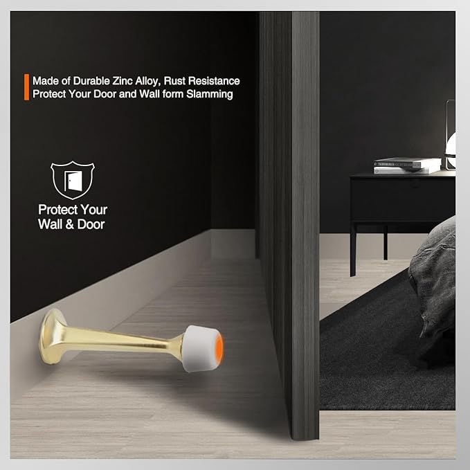 2 Pack Gold Solid Rigid Door Stops - Image 5