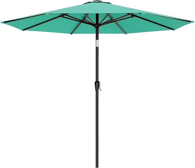 AreShark 9 FT Patio Umbrella for Outdoor, Outdoor Umbrella with Push Button Tilt and Crank, Outdoor Patio Umbrellas with 8 Sturdy Ribs for Market, Garden, Deck, Backyard, Pool (Peacock Blue) by Unknown