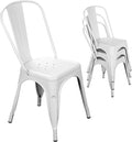 Nazhura Metal Dining Chair Farmhouse Tolix Style for Kitchen Dining Room Café Restaurant Bistro Patio, 18 Inch, Stackable, Waterproof Indoor/Outdoor (Sets of 4) (White) by NazhuraGoodCompanionAtHome