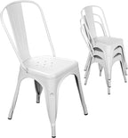 Nazhura Metal Dining Chair Farmhouse Tolix Style for Kitchen Dining Room Café Restaurant Bistro Patio, 18 Inch, Stackable, Waterproof Indoor/Outdoor (Sets of 4) (White) by NazhuraGoodCompanionAtHome