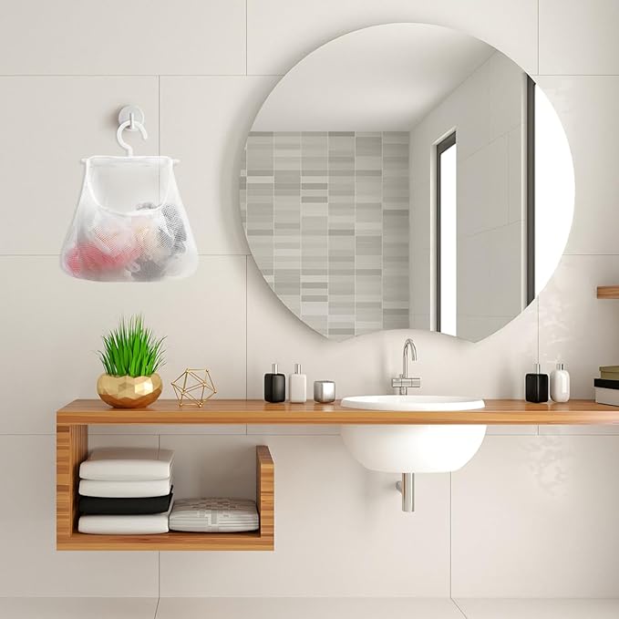 Mesh Storage Hanging Bag with Swiveling Hook - Image 7