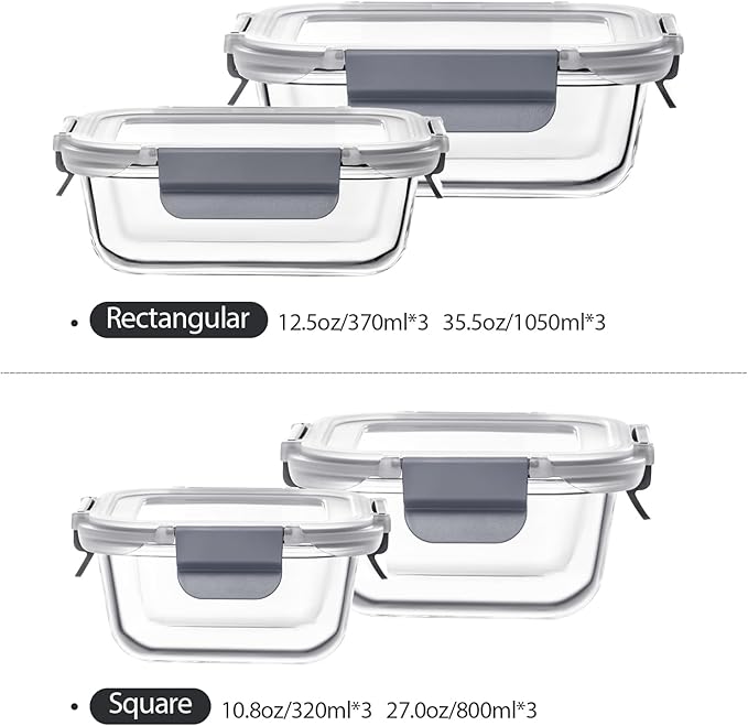 24 Pieces Glass Food Storage Containers - Image 2