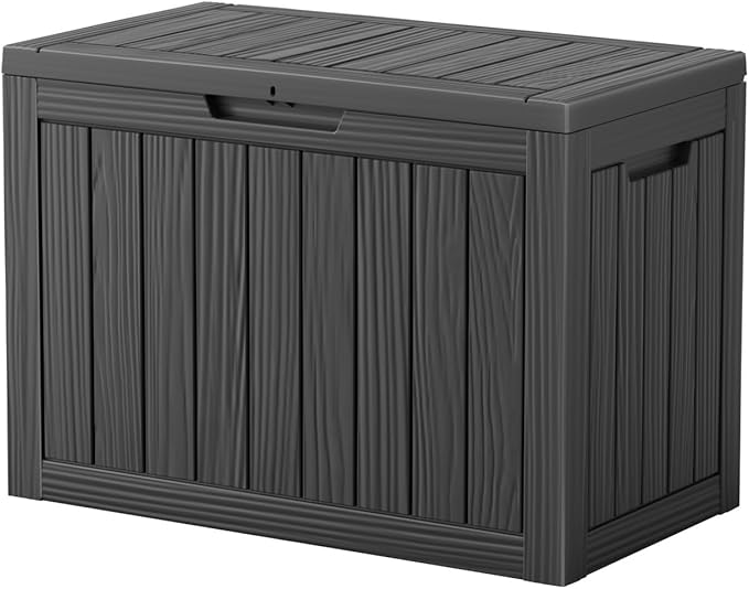 45 Gallon Waterproof Outdoor Storage Box,Resin Deck Box,Lockable Outside Storage Box Container for Patio Furniure,Garden,Tools (45 Gallon,Black) by MAIUSCOLI