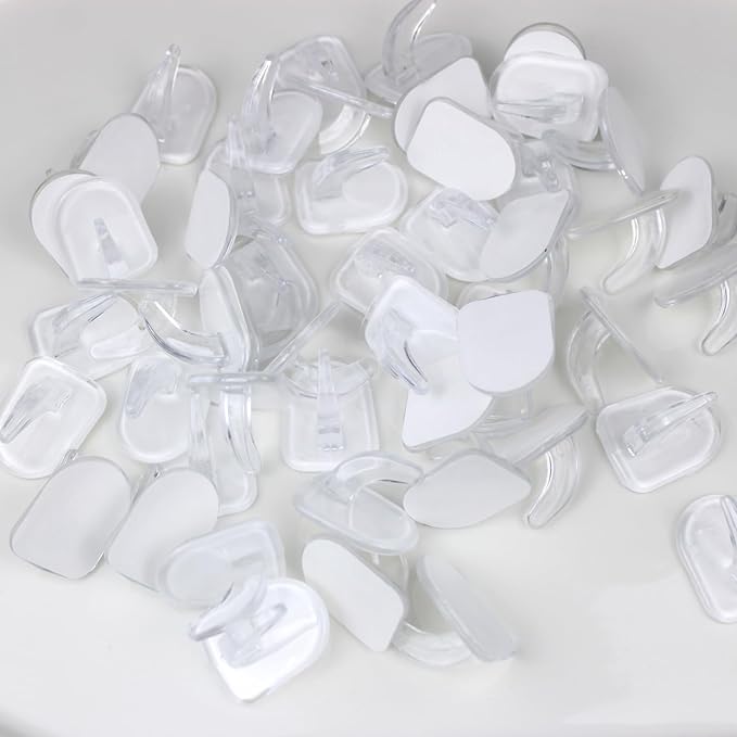 50 PCS Traceless Clear Plastic Adhesive Hooks No Damage Transparent Reusable - Image 6