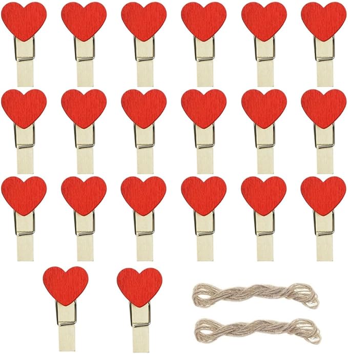 Red Heart Clothespins Mini Wooden Clothespins by FAZHBARY