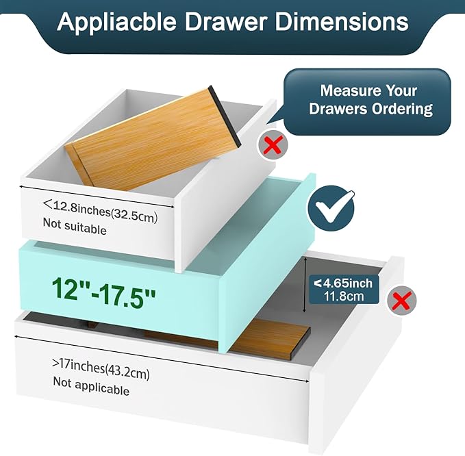 Lzerking Dresser Drawer Organizers 4.65" High, Adjustable from 12-17.5" Bamboo - Image 3
