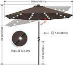 ABCCANOPY 10FT Durable Solar Led Patio Umbrellas with 32LED Lights (Brown) - Image 3
