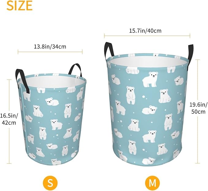 Cute Polar Bears Laundry Hamper Bag - Image 4