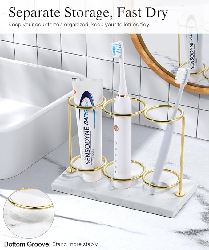 Emibele Electric Toothbrush Holder, 3 Slots 2-Layer Resin Electric Toothbrush - Image 2