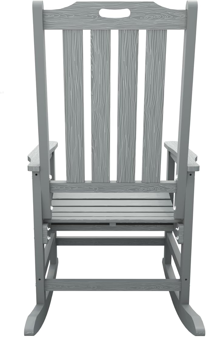 Oversized Rocking Chair Set of 8, Outdoor Rocking Chair for Adults, All Weather Resistant Porch Rocker for Lawn Garden, Grey - Image 6