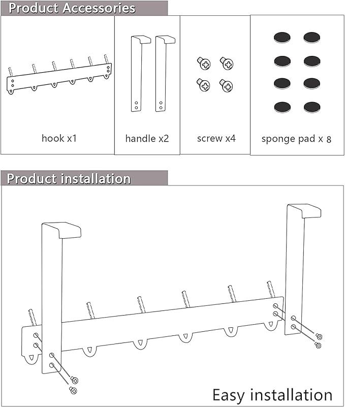 DOKU 2Pack Over The Door Hook, Heavy Duty Over Door Hanger Holder - Image 6