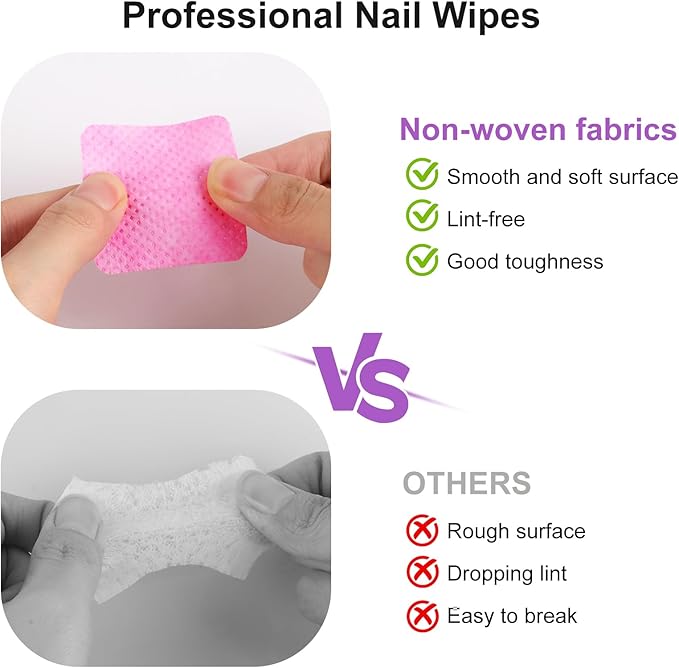 200pcs Lint Free Nail Wipes, 1 Pull-Off Pump-Style Bottle Suitable - Image 2