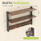 Two-Tier Wall Shelf with Hooks, Key Hooks - Image 2