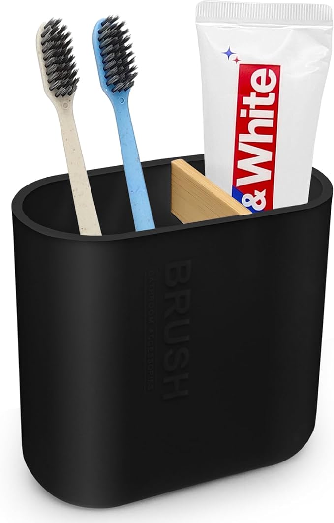Toothbrush Holder with Bamboo Divider, Detachable by Cerpourt