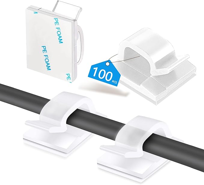100PCS Cable Clips, Adhesive Wire Clips Organizer Cord Clips Management by Abnii
