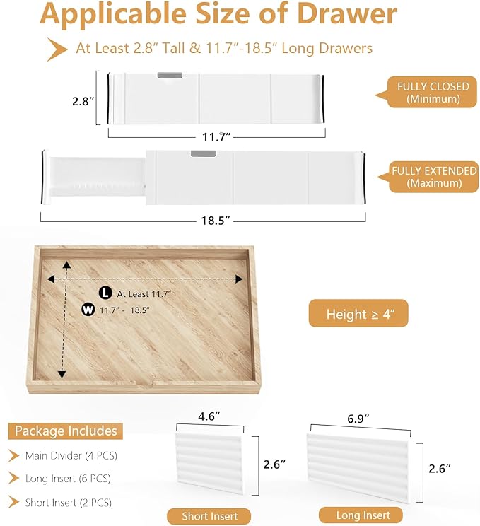KABUM Upgrade Adjustable Drawer Divider Organizer Clothes Dresser Organizer - Image 2