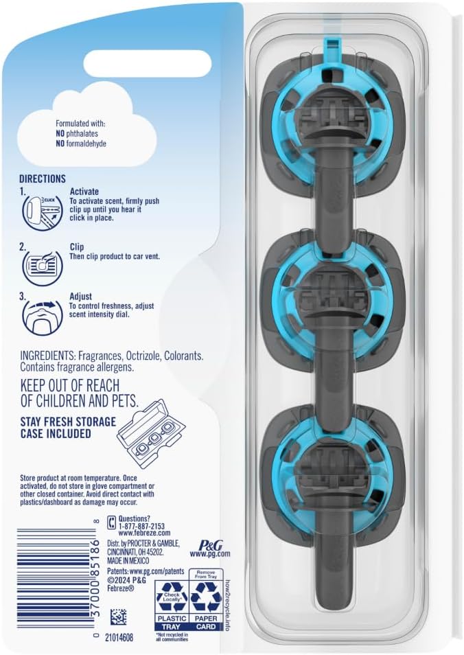 Febreze Car Air Freshener, Odor-Fighting Automotive Vent Clip, Linen & Sky Scent - Image 12