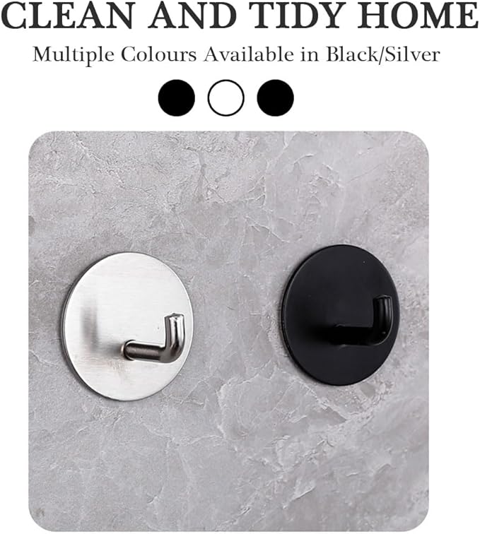 8 Pack Silver Adhesive Wall Hooks, Towel Hooks - Image 4