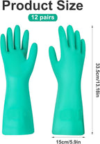 12 Pairs Reusable Nitrile Chemical Resistant Gloves, Heavy Duty Rubber Work - Image 2