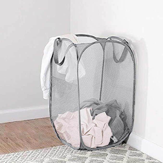 Mesh Pop Up Laundry Hamper, Collapsible Laundry Baskets, Foldable Clothes - Image 3