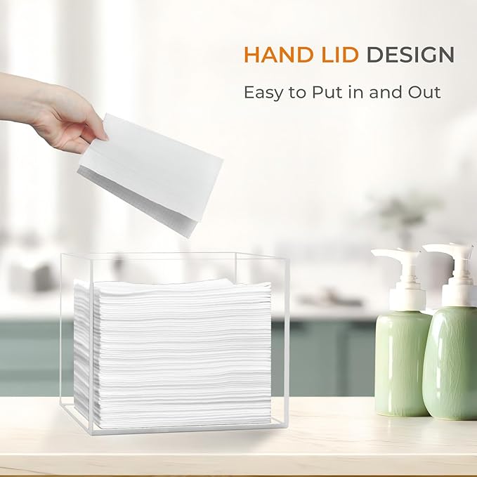 Disposable Face Towel Holder, Acrylic Face Towelettes Storage Box Compatible - Image 4