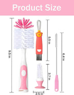 5 in 1 Baby Bottle Brush Set, Bottle Cleaner, 2 Hidden Nipple Brush, 2 Straw - Image 2