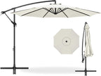 Best Choice Products 10ft Offset Hanging Market Patio Umbrella w/Easy Tilt Adjustment, Polyester Shade, 8 Ribs for Backyard, Poolside, Lawn and Garden - Ivory - Image 8