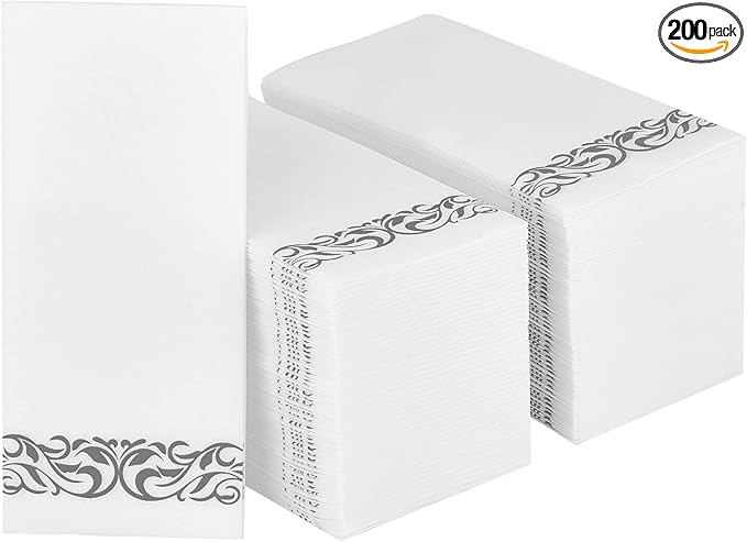 200 Pack Guest Towels Disposable Bathroom, Soft and Linen Feel Disposable Hand by JOLLYPARTY