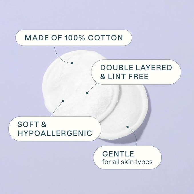 Cliganic Premium Cotton Rounds for Face | Makeup Remover Pads, Hypoallergenic - Image 4