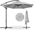 Best Choice Products 10ft Offset Cantilever Hanging Market Patio Umbrella, 8 Sturdy Ribs, Easy Adjustment - Fog Gray by BestChoiceProducts