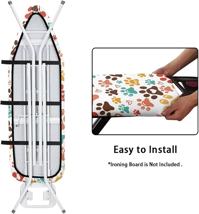 ZDCUSTOM Multicolor Dog Paw Print Ironing Board Cover 15x54 Replacement Iron - Image 4