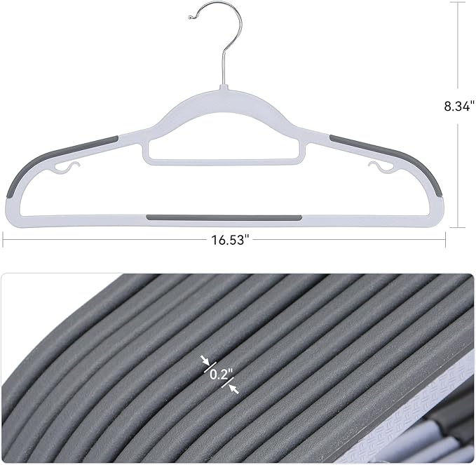 Heavy Duty Hangers 30 Pack, Plastic Clothes Hangers Non-Slip, 0.2'' Slim - Image 2