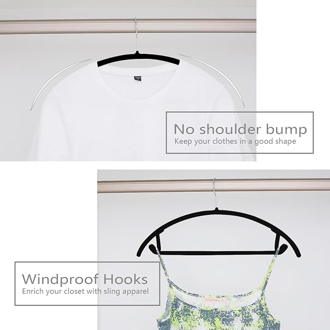 MIZGI Premium Velvet Hangers 60 Pack Heavyduty- Non Slip No Shoulder Bump Suit - Image 5