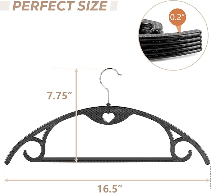 Plastic Hangers 50 Pack, TARANCH Black Clothes Hanger - Image 8