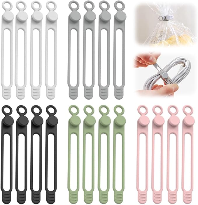 20pcs Data Cable Organizer, 2025 New Silicone Cable Ties Cable Management by Cecurpo