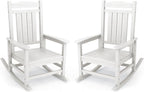 KINGYES Oversized Patio Rocking Chair Set of 2, High Density Polyethylene Outdoor Rocking Chairs with 330lbs Support for Adults, White by KINGYES
