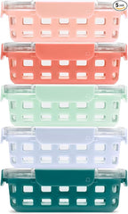 Ello Duraglass 3.4 Cup Meal Prep Sets 10Pc, 5 Pack Set- Glass Food Storage by Ello