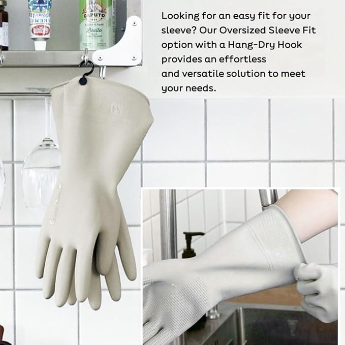 Myungjin 2 Pairs Reusable Waterproof Non-Slip Honeycomb Grip Latex Rubber Gloves - Image 9