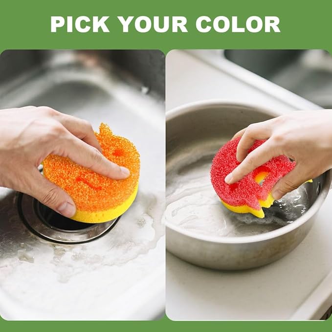 5 Pack Scrub Sponge, Dual-Sided Temperature Kitchen Sponge - Image 3