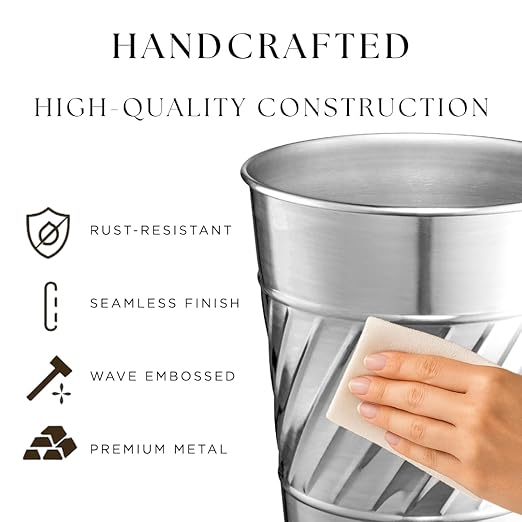 Monarch Abode Metal Bathroom Trash Can – Waste Basket - Image 3