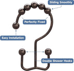 Titanker Shower Curtain Hooks Rings, Rust-Resistant Metal Double Glide Shower - Image 3