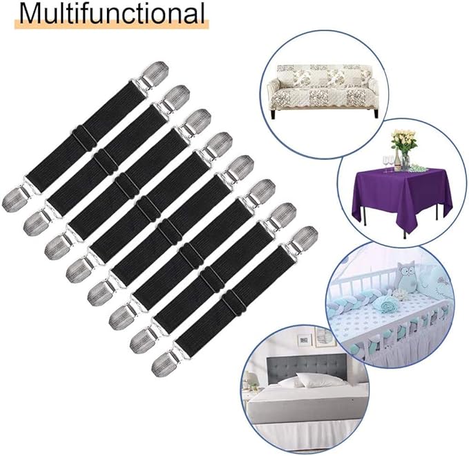 8Pcs Adjustable Bed Sheet Straps Clips, Elastic Mattress Sheet Fasteners Holder - Image 6