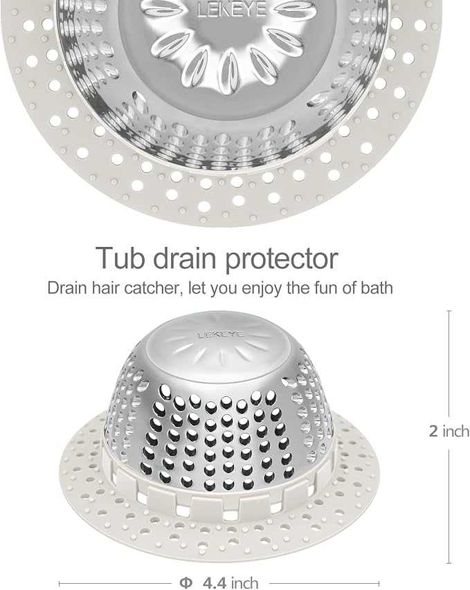 LEKEYE Shower Drain Hair Catcher/Shower Drain Cover/Drain Protector - Image 3