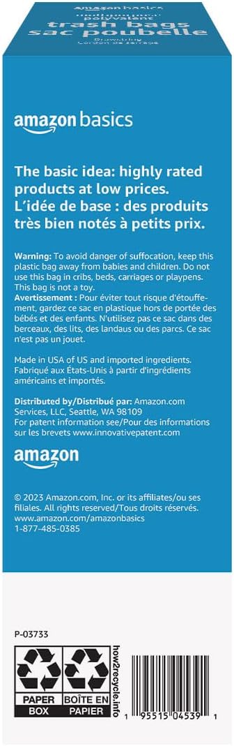 Amazon Basics Multipurpose Drawstring Trash Bags, 30 Gallon, Tear Resistant - Image 3