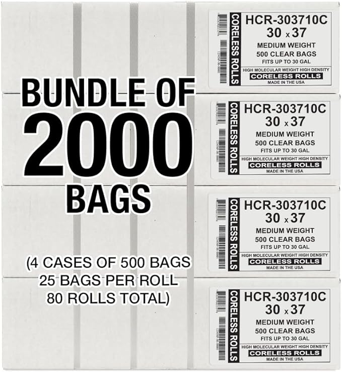 Aluf Plastics High Density Trash Bags, 30 Gallon, 10 Micron, - Image 2